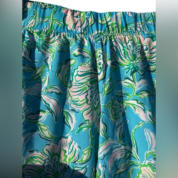 Lilly Pulitzer XS Blue Floral Pull-On Pants Resort Lounge Viscose - Picture 7 of 10